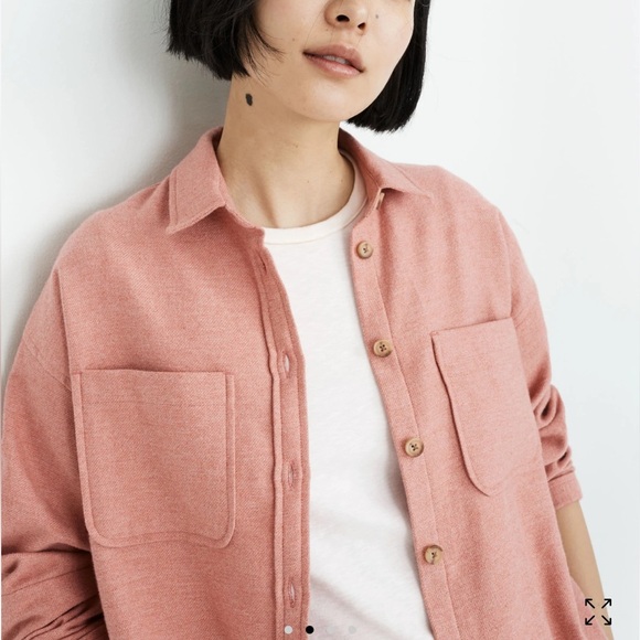 Madewell Flannel Button-Up Shirt Jacket Shacket Heather Maple Glow XL - Picture 2 of 13